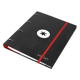 Antartik Carpeta con recambio a4 cuadro 5mm forrada 4 anillas 25mm redondas color negro 100 hojas 100 g/m²