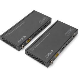 Digitus 4K HDBaseT 1x4 HDMI KVM Extender Set, Transmisor y Receptor Alámbrico, Soporta Cat6, Cat6a, Cat7, Cat8 hasta 70m