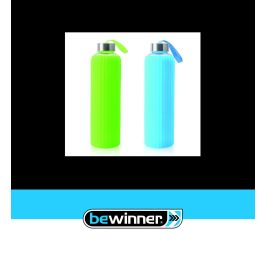 Inde Botella Agua Vidrio/Silicona 600 ml 7.2x7.2x24.5 cm