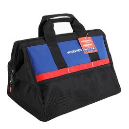Workpro Bolsa de Herramientas con Cremallera, Bolsillo de Malla, 32x21x23 cm, para Herramientas Manuales y Accesorios