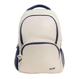 Mochila escolar 4 cremalleras 25l beige y azul marino, serie 1918. Precio: 41.94999941. SKU: B13NPMBD2H