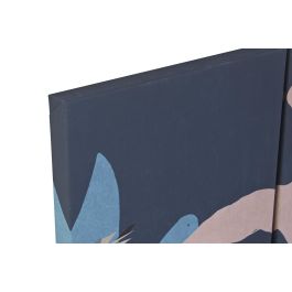 DKD Home Decor Cuadro Mural Decorativo Colonial Diseño Jungle Azul Turquesa 140x100 cm Profundidad 3.8 cm Set de 3 Lienzo y Mdf