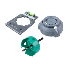 Wolfcraft 5897000 Kit de Instalaciones para Cajas Eléctricas 3 Piezas para Placas de Yeso con Sierra de Corona y Avellanador