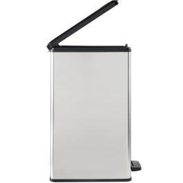 Curver CUR3253922340304 Papelera Slim Bin 40L, Ahorro Espacio, Gris Metalizado, 40x25x61 cm