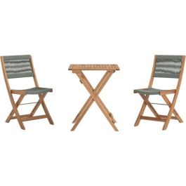 Conjunto de bistró plegable de madera de acacia FSC con tejido de cuerda verde oliva - 2 personas - MAKENA Conjunto de bistró plegable de madera de acacia FSC con tejido de cuerda verde oliva - 2 personas - MAKENA