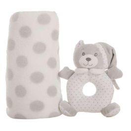 Set caja manta gris 100 x 75 + sonajero 16 cm Set caja manta gris 100 x 75 + sonajero 16 cm