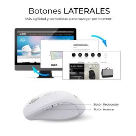 Subblim SUBKBC-DCOPW1 Combo Teclado y Ratón Ergonómico Inalámbrico Blanco - Conexión Dual, Bluetooth 5.3, Teclas Silenciosas, Batería Recargable