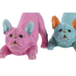 DKD Home Decor Figura de Resina Diseño Perro Azul Fucsia 20 x 22 x 34.5 cm (2 Unidades)
