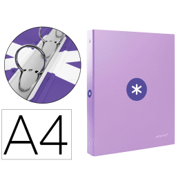 Antartik Carpeta A4 Forrada 4 Anillas 25 mm Redondas Color Lavanda