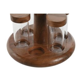 DKD Home Decor Woodsun 23 Especiero Set 6 Piezas Acacia, Inox Natural Dorado 20.3 x 20 x 20.3 cm