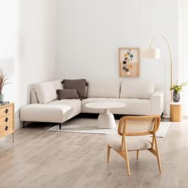 Sofá Chaise Longue Izquierda Crema 266 X 222 X 80 cm