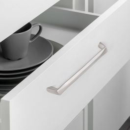 Emuca Lote de 10 tiradores para mueble Cantón, L174mm, intereje 160mm, Zamak, Níquel satinado