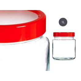 Vivalto Bote de Cristal Transparente 1L con Tapa Roja 11.5x35.5x11.5 cm