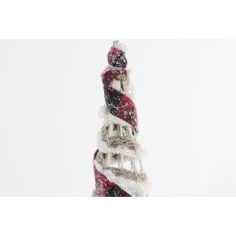 DKD Home Decor Cono Navidad Ratan Led Natural Blanco Negro Rojo 20 x 80 x 20 cm Set de 3