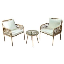 DKD Home Decor Mesa Terraza y Jardin Set de 3 Piezas, Marron Claro, 65 x 86 x 58 cm, Metal y Ratan Sintetico Precio: 167.49999992. SKU: B14JZPFNAE