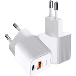 4smarts 540122 VoltPlug Duos Mini PD 20W + USB-C Cable Blanco 1.5m, Cargador universal carga rápida Quick Charge 3.0