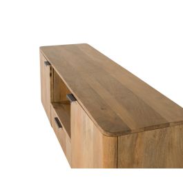GINER Y COLOMER Mueble de TV en Madera de Mango con Puertas y Cajón, Diseño Redondeado, Color Natural