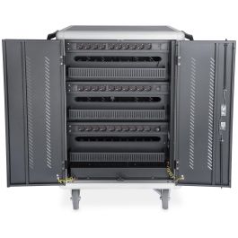 Digitus Armario de Carga Móvil para 30 Notebooks/Tablets hasta 15.6", Sincronización de Datos, UV-C, USB-A, Carro de Gestión y Carga, Negro