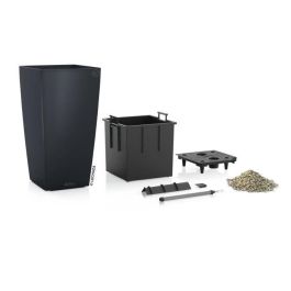 Lechuza 13158 Jardinera Cubico Color 40 Todo en Uno. Maceta de auto-riego con indicador de nivel de agua, color Pizarra 421429