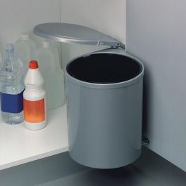Emuca Contenedor de reciclaje para fijación a la puerta del mueble, 1 vaso extraíble de 13 litros, Plástico, Gris
