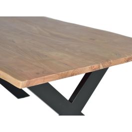 GINER Y COLOMER Mesa de Comedor Acacia Natural con Patas de Metal Negro 160x100cm