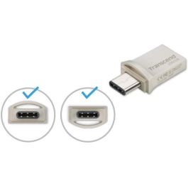 Transcend JetFlash 890 - Pen Drive USB 3.1 OTG 256GB Tipo-A y Tipo-C Plata