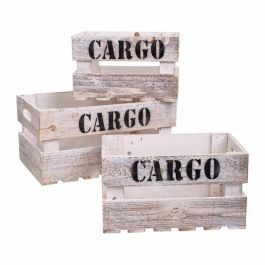 Cajas de almacenamiento Alexandra House Living CARGO Blanco Madera de abeto 24 x 19 x 38 cm 33 x 20 x 18 cm 28 x 15,5 x 17 cm 3