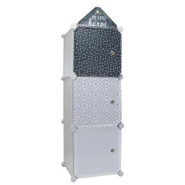 Home Deco Kids Estantería Modular 3 Cubos Azul con Puerta My little Héros 34x32x110 cm