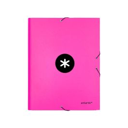 Carpeta Antartik Gomas A4 3 Solapas Carton Forrado Color Rosa