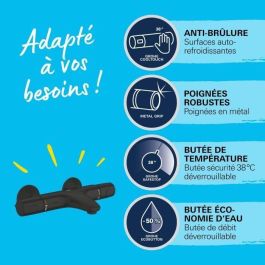 Grohe 1022162432 - Mezclador Termostático para Baño/Ducha Precision Trend - Negro Mate - Montaje Pared Visto - Ahorro Agua