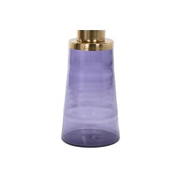 DKD Home Decor Mesita Auxiliar Moderna de Cristal y Hierro Azul y Dorado 37 x 50 x 37 cm