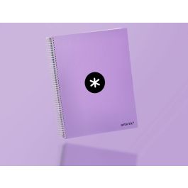 Cuaderno Espiral A4 Micro Antartik Tapa Forrada 120H 90 gr Horizontal 5 Bandas 4 Taladros Color Lavanda