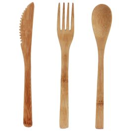 Cook Concept Juego De 3 Cubiertos Bambú Con Bolsa Reutilizables Alternativa Plástico
