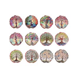 DKD Home Decor Posavasos Indio de Dolomita y Corcho Multicolor 10.8 x 10.8 x 0.7 cm (72 Unidades)