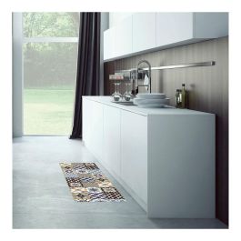 Croma Collection Alfombra Vinílica Hidráulico Azul Estampado 50 x 140 cm Antideslizante y Lavable