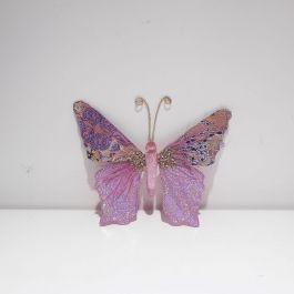 DKD Home Decor Figura Navidad Moderna Rosa Mariposa Poliéster 3x18x22 cm (2 Unidades) DKD Home Decor Figura Navidad Moderna Rosa Mariposa Poliéster 3x18x22 cm (2 Unidades)