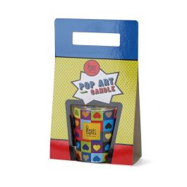 Magic Lights Vela en vaso pop art Corazones Ø7,5x8,4cm