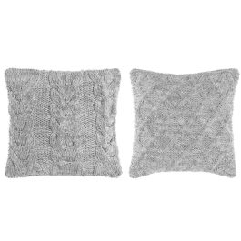 DKD Home Decor Cojin Gris Claro 10 x 45 x 45 cm (4 Unidades) Algodon Poliester