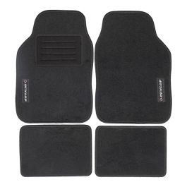 Dunlop Juego de 4 alfombrillas para coche 65x30x42cm Negro Textil/goma