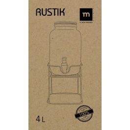 Inde Tarro Dispensador con Grifo 4L y Soporte de Metal, Medidas 17.4 x 30.5 x 16.9 cm