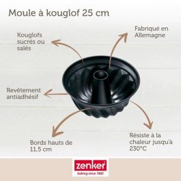 Zenker ZEN1701993927740 - Set de Moldes Kouglof y Savarin Metálicos Negros, 25 cm y 28 cm