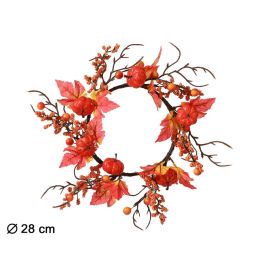 Corona Decorativa Otoñal con Calabazas y Hojas 28 cm para Puertas y Paredes Precio: 9.0629. SKU: B168VKSGKH