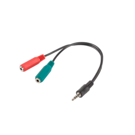Lanberg AD-0023-BK Adaptador Minijack 3.5 mm Macho a 2 Hembras, Níquel, Negro Precio: 3.95000023. SKU: S5609273