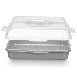 Portatarta Cuadrado Asa Gris Leknes 35x10.5x35 cm, Plástico PP (12 Unidades) Portatarta Cuadrado Asa Gris Leknes 35x10.5x35 cm, Plástico PP (12 Unidades)