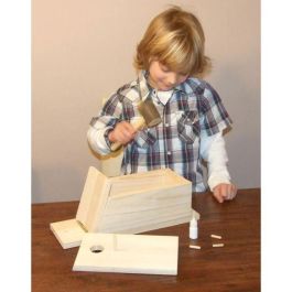 Kerbl Casita Nido para Pájaros Kit de Ensamblaje en Madera Natural con Percha y Tapa Plegable, Agujero Ø 3cm, 36x12x14cm