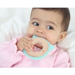 KioKids Mordedor de Madera y Silicona Suave con Diseño de Osito Verde para Bebés +3 Meses - Alivia Molestias de la Dentición, Colección Ecofriendly