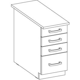 LASSEN Armario bajo 4 cajones con encimera Gris mate - L 40 x P 51,6 x H 85 cm - Mueble cocina/baño