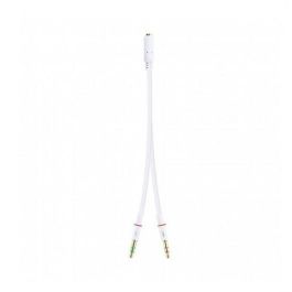 Nanocable 10.24.1203 Cable Adaptador Audio Jack 3.5 Hembra (4-pin) a 2x Jack 3.5 Macho (3-pin) para Auriculares con Micrófono a PC/Audio 20cm Blanco