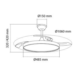 Cristalrecord Ventilador de Techo Polaris Negro LED 3CCT Aspas Retráctiles Ø106 cm DC 43W Silencioso 4430 lm Luz 3000K-5700K