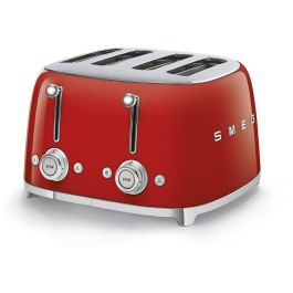 Smeg TSF03RDEU Tostador de Pan para 4 Rebanadas Estilo Retro Años 50 Color Rojo